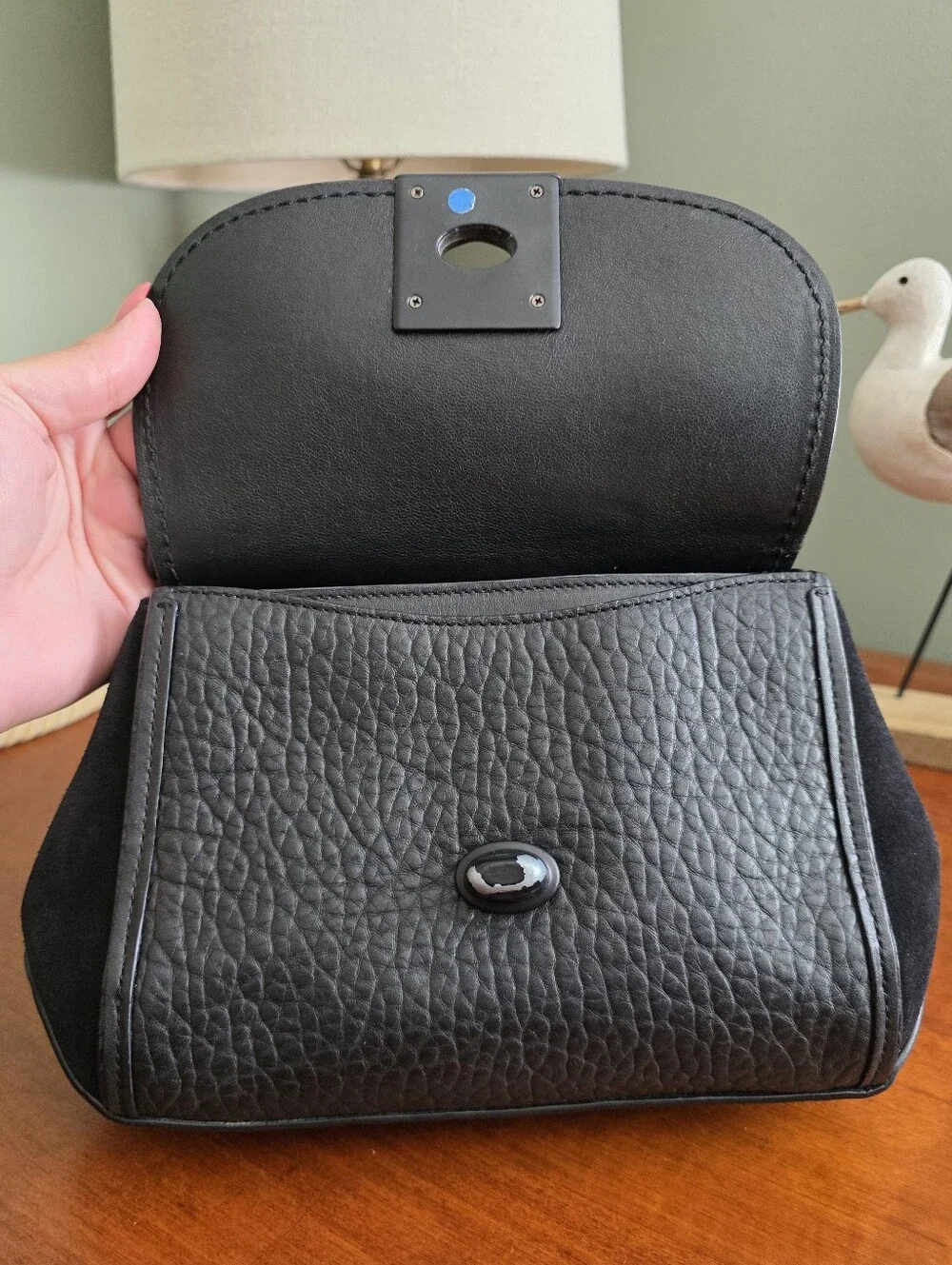 Coach 59048 Drifter Sample Bag Black Pebbled Leather Suede Crossbody